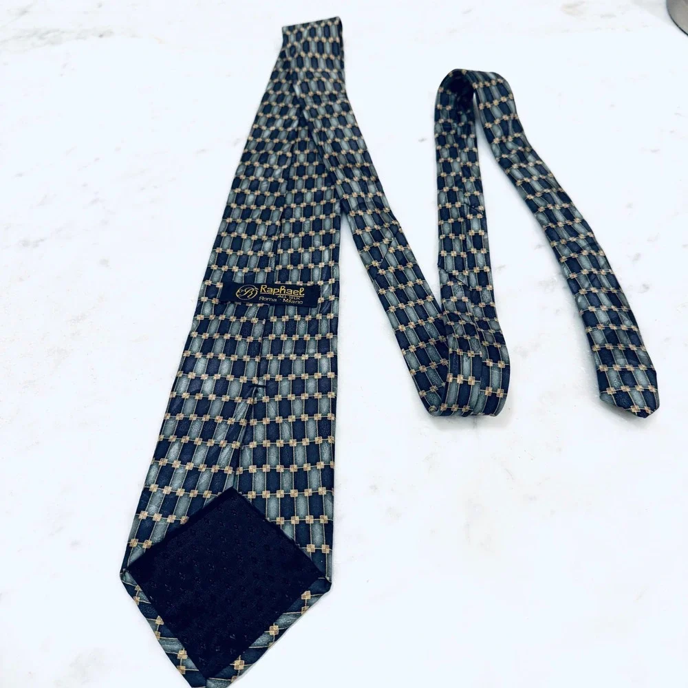 Raphael All Silk Necktie Geometric Pattern Designer Mens‎ Tie